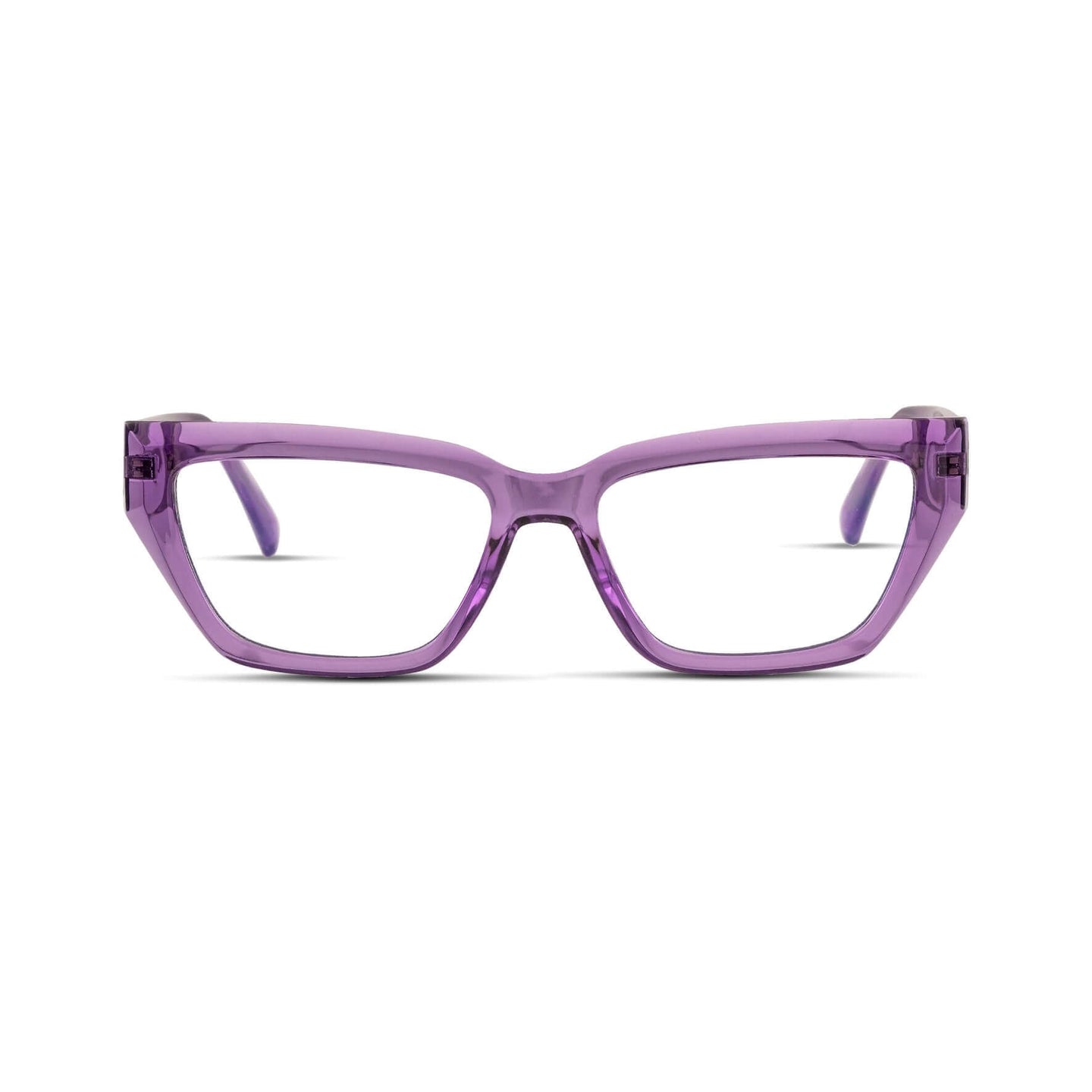 Γυαλιά Blue Light Celeste Lavender Smoke με κοκκάλινο σκελετό και ορθογώνιο σχήμα σε μωβ ημιδιάφανη απόχρωση.