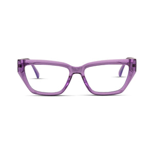 Γυαλιά Blue Light Celeste Lavender Smoke με κοκκάλινο σκελετό και ορθογώνιο σχήμα σε μωβ ημιδιάφανη απόχρωση.
