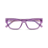 Γυαλιά Blue Light Celeste Lavender Smoke με κοκκάλινο σκελετό και ορθογώνιο σχήμα σε μωβ ημιδιάφανη απόχρωση.