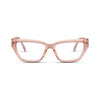 Γυαλιά Blue Light Celeste Peach Glow με κοκκάλινο σκελετό και ορθογώνιο σχήμα σε ροδακινί ροζ απόχρωση.
