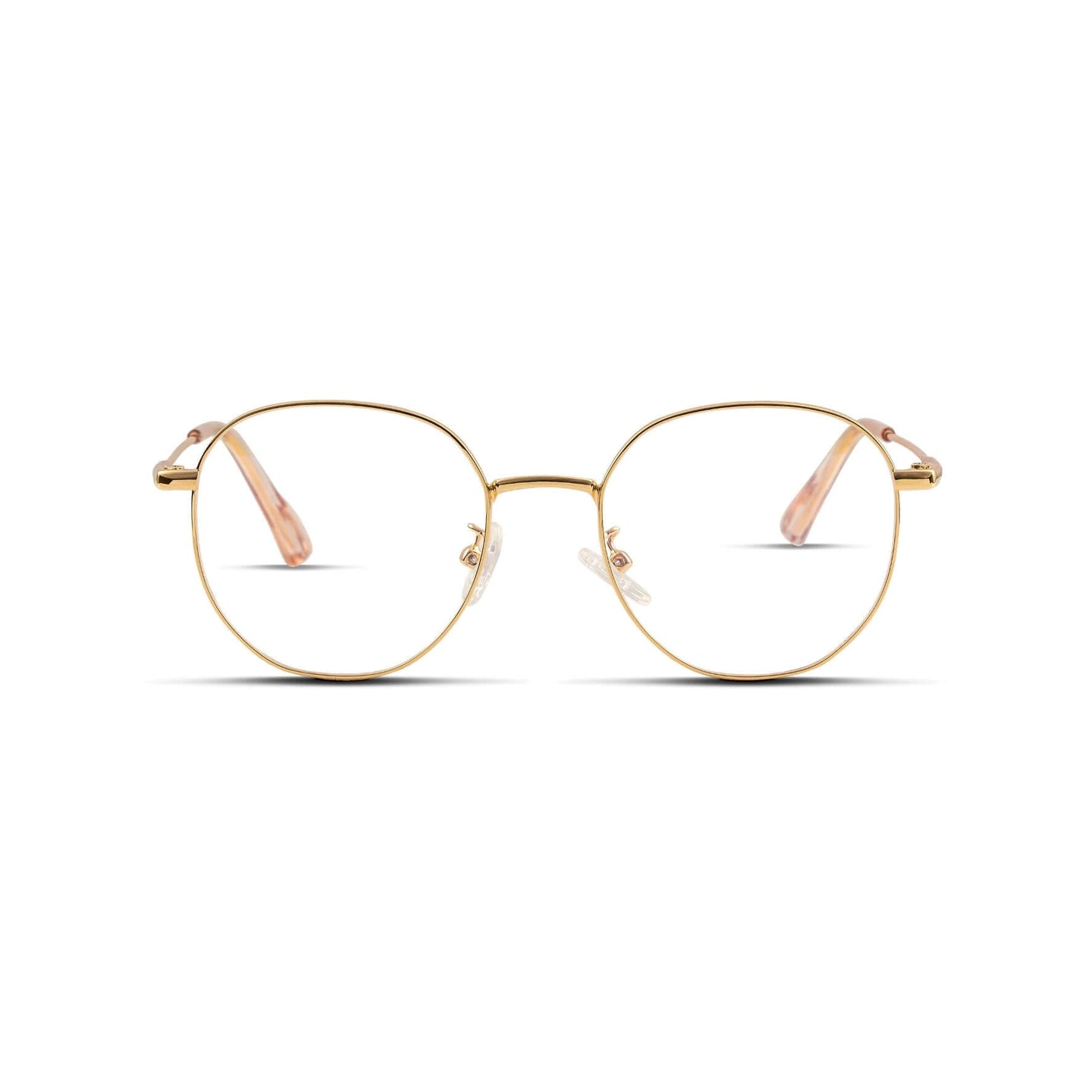 Γυαλιά Blue Light Soho Champagne Gold με μεταλλικό σκελετό και στρογγυλό σχήμα σε χρυσή απόχρωση.
