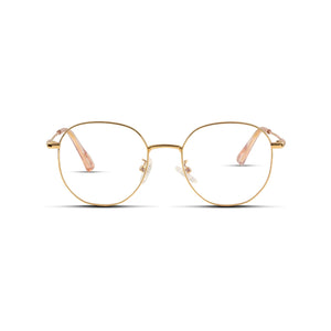 Γυαλιά Blue Light Soho Champagne Gold με μεταλλικό σκελετό και στρογγυλό σχήμα σε χρυσή απόχρωση.