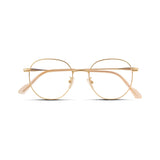 Γυαλιά Blue Light Soho Champagne Gold με μεταλλικό σκελετό και στρογγυλό σχήμα σε χρυσή απόχρωση.