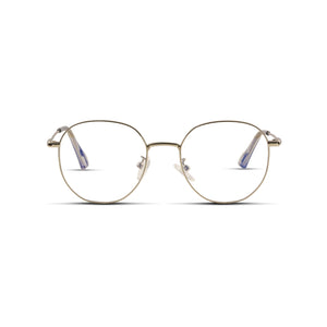 Γυαλιά Blue Light Soho Frosted Silver με μεταλλικό σκελετό και στρογγυλό σχήμα σε ασημί απόχρωση.