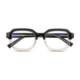 Γυαλιά Blue Light Gustavo Dual Eclipse με κοκκάλινο σκελετό και τετράγωνο σχήμα σε διχρωμία μαύρου και διάφανου.