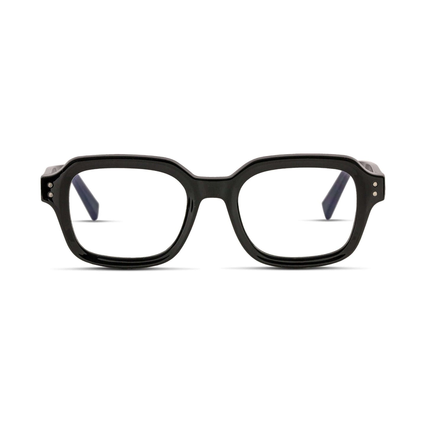 Γυαλιά Blue Light Gustavo Raven Black με κοκκάλινο σκελετό και τετράγωνο σχήμα σε μαύρη απόχρωση.