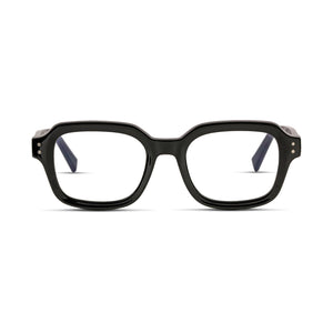 Γυαλιά Blue Light Gustavo Raven Black με κοκκάλινο σκελετό και τετράγωνο σχήμα σε μαύρη απόχρωση.