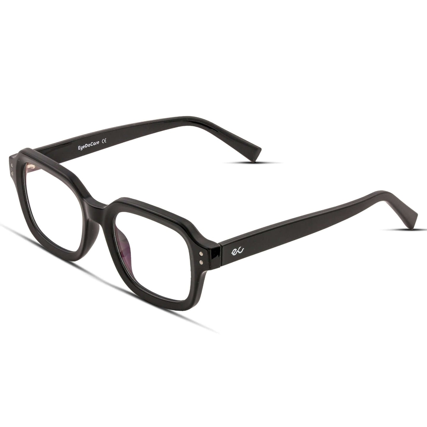 Γυαλιά Blue Light Gustavo Raven Black με κοκκάλινο σκελετό και τετράγωνο σχήμα σε μαύρη απόχρωση.