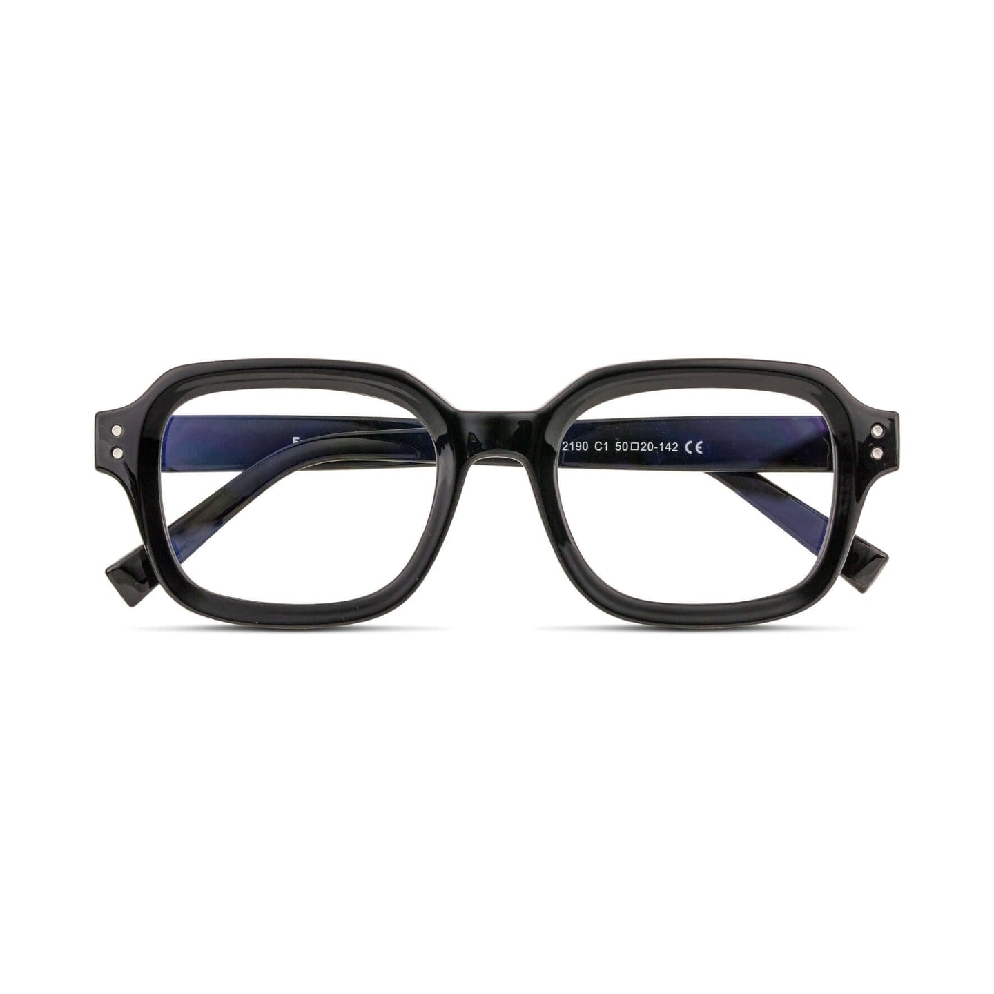 Γυαλιά Blue Light Gustavo Raven Black με κοκκάλινο σκελετό και τετράγωνο σχήμα σε μαύρη απόχρωση.