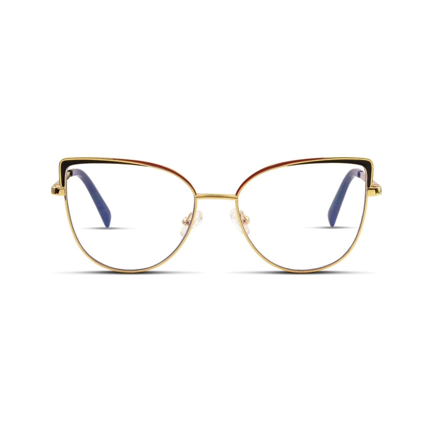 Γυαλιά Blue Light Marilyn Noir Gold με μεταλλικό σκελετό και cat eye σχήμα σε χρυσή και μαύρη απόχρωση.