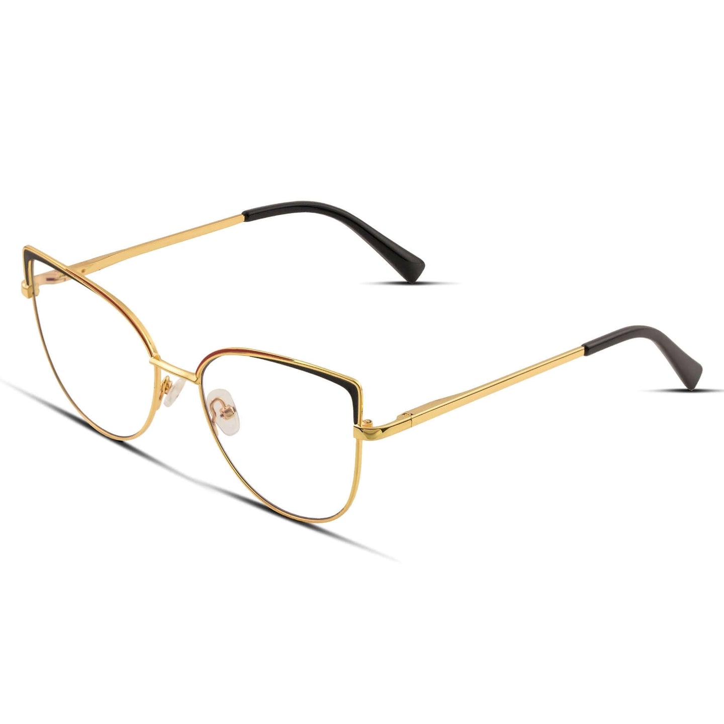 Γυαλιά Blue Light Marilyn Noir Gold με μεταλλικό σκελετό και cat eye σχήμα σε χρυσή και μαύρη απόχρωση.