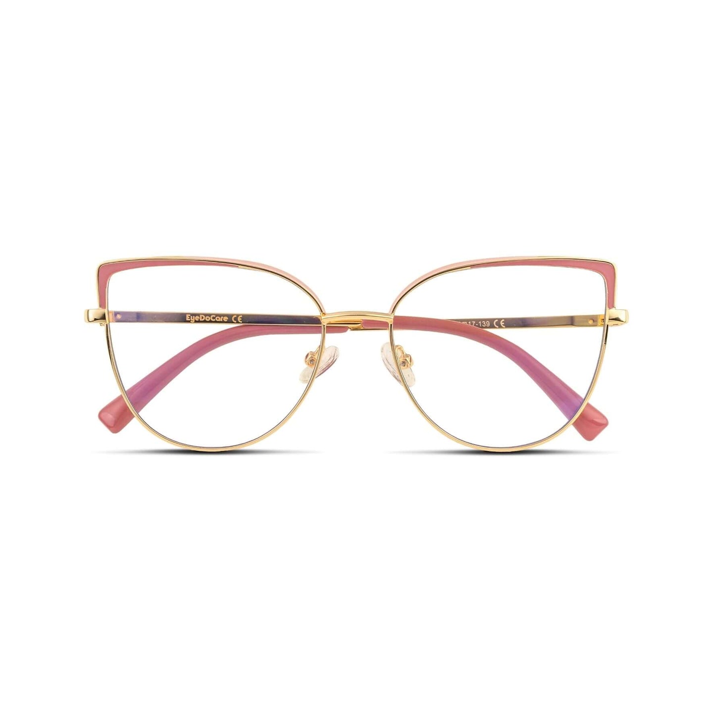 Γυαλιά Blue Light Marilyn Sunset Blush με μεταλλικό σκελετό και cat eye σχήμα σε ροζ-χρυσή απόχρωση.