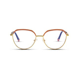 Γυαλιά Blue Light René Dusky Rose με μεταλλικό σκελετό και browline σχήμα σε ροζ και χρυσό χρώμα.
