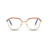 Γυαλιά Blue Light René Dusky Rose με μεταλλικό σκελετό και browline σχήμα σε ροζ και χρυσό χρώμα.