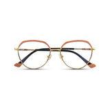 Γυαλιά Blue Light René Dusky Rose με μεταλλικό σκελετό και browline σχήμα σε ροζ και χρυσό χρώμα.