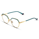 Γυαλιά Blue Light René Turquoise Dream με μεταλλικό σκελετό και browline σχήμα σε τιρκουάζ και χρυσό χρώμα.