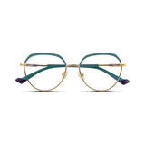 Γυαλιά Blue Light René Turquoise Dream με μεταλλικό σκελετό και browline σχήμα σε τιρκουάζ και χρυσό χρώμα.