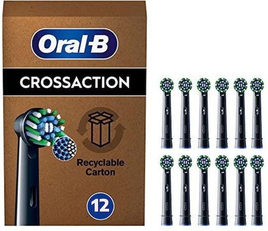 Oral-B Cross Action Ανταλλακτικές Κεφαλές για Ηλεκτρική Οδοντόβουρτσα 12τμχ Μαύρες