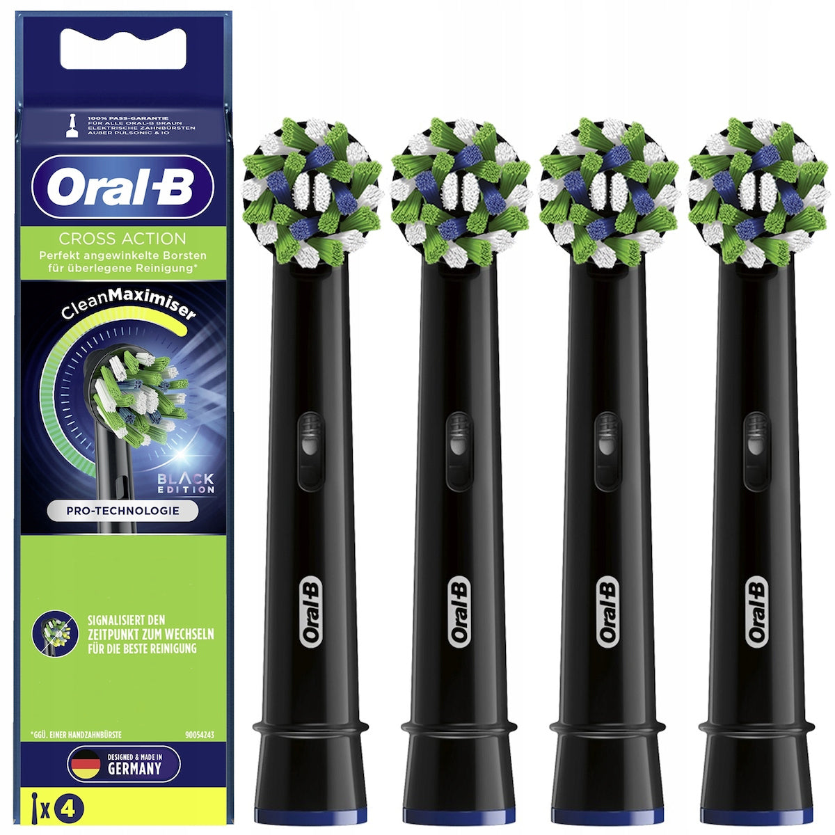 Oral-B Cross Action EB50BRB Ανταλλακτικές Κεφαλές Μαύρες 4τμχ