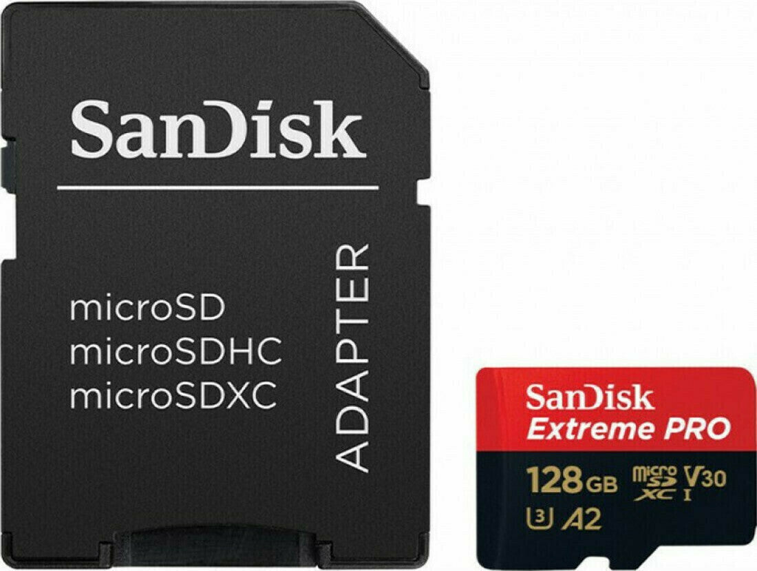 Sandisk Extreme Pro microSDXC 128GB U3 V30 A2 UHS-I 200MB/s με αντάπτορα