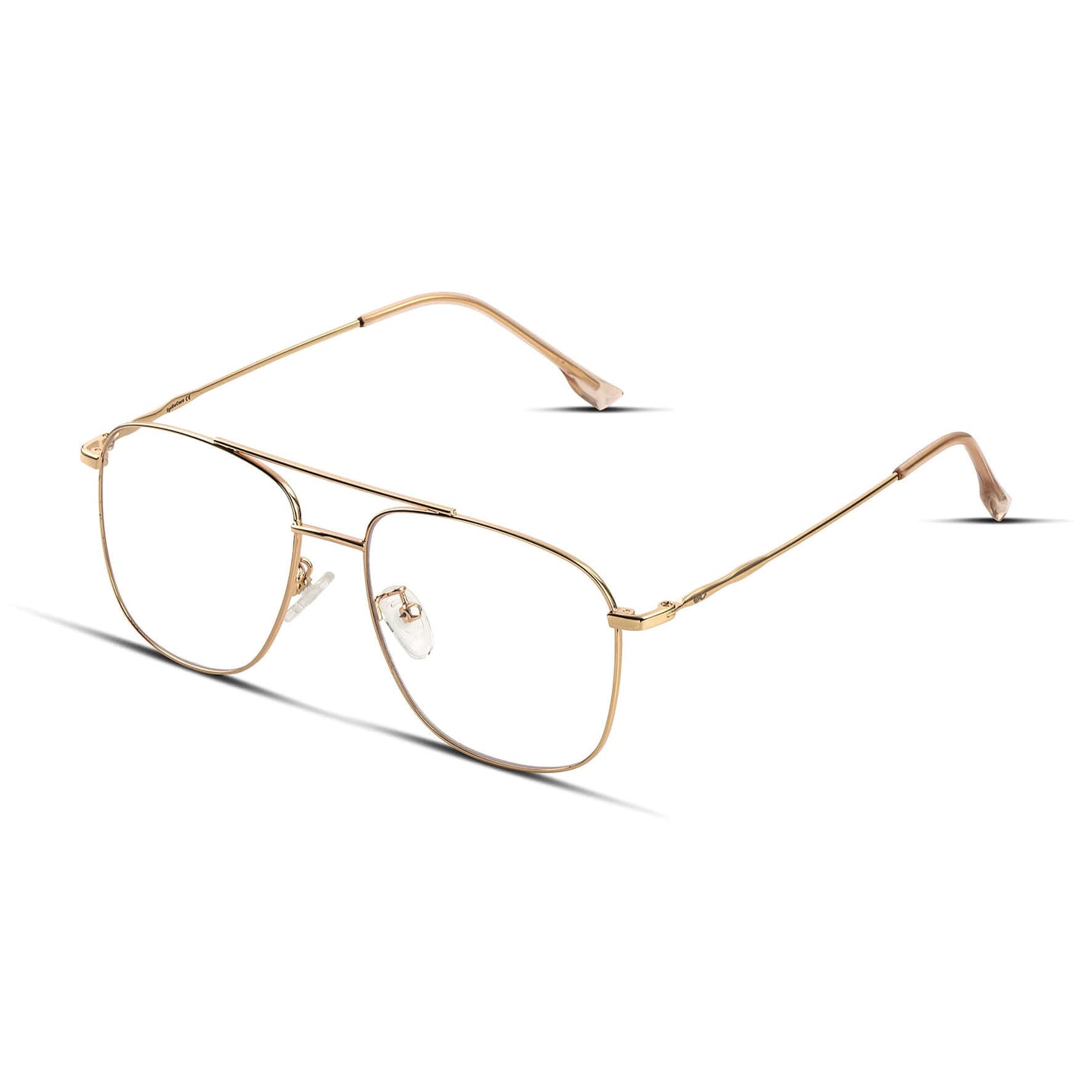 Aviator γυαλιά blue light για υπολογιστή σε χρυσό χρώμα με μεταλλικό σκελετό με γέφυρα.