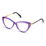 Cat Eye γυαλιά blue light για υπολογιστή σε μωβ χρώμα με μεταλλικό σκελετό.